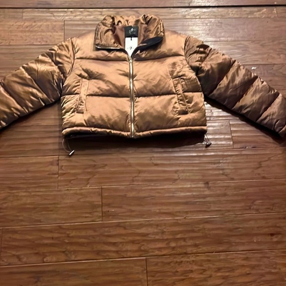 7 For All Mankind Cooper Metallic Short Puffer Jacket Size L - Picture 2 of 7